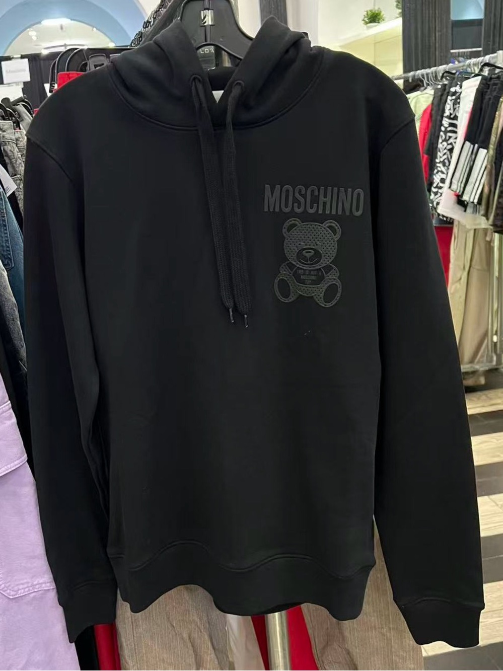 Moschino Black Teddy Logo Pullover Hoodie